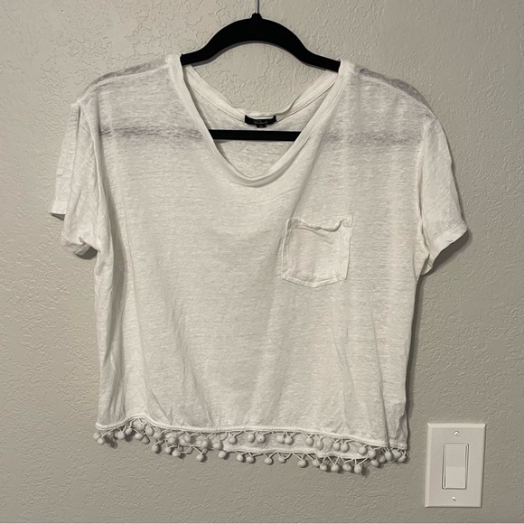 Rails Billie Tee with Pom Pom Hem 70% Linen 30% Tencel Size Medium - Picture 1 of 5